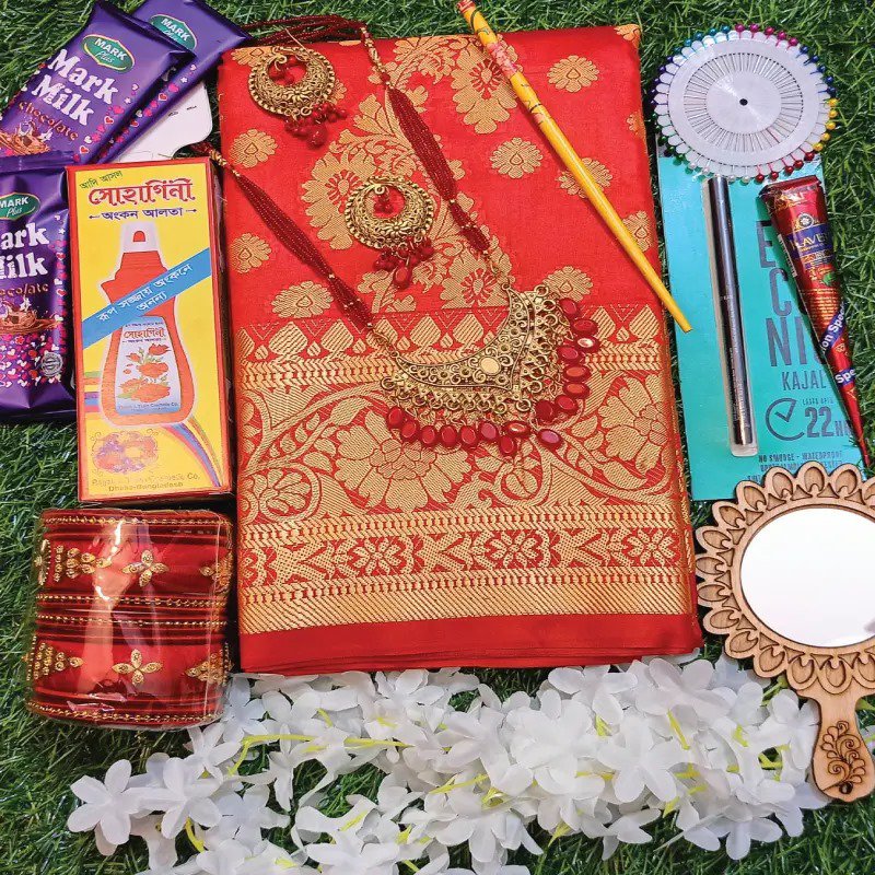 Katan Banarasi Combo Package (Red)❤️