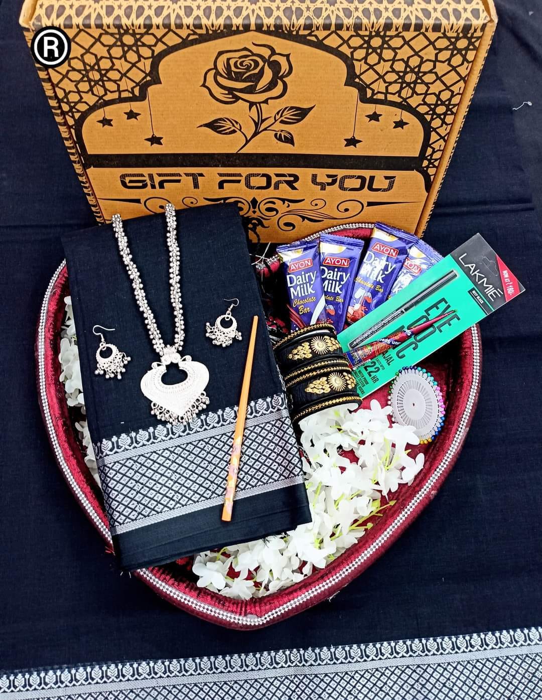 Black saree gift combo package