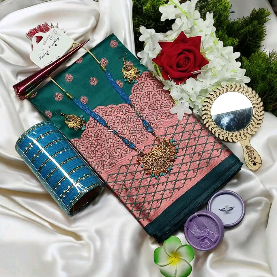 Green Katan Saree Gift Package