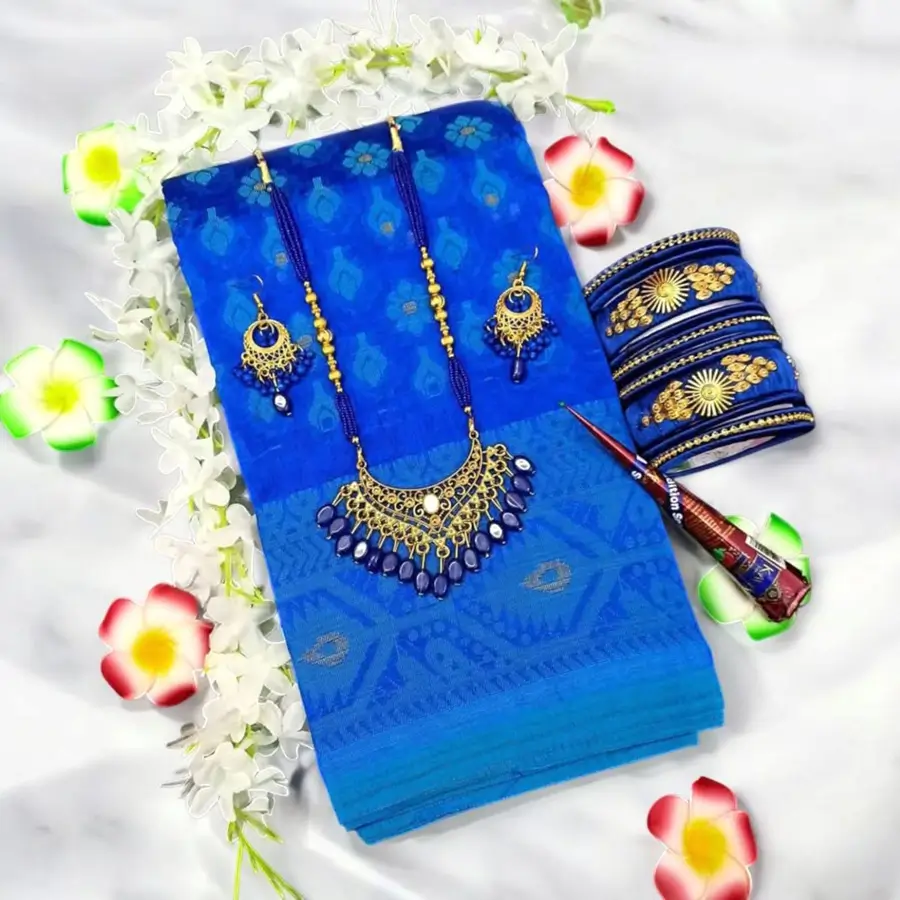টাঙ্গাইলের নাকফুল জামদানী শাড়ির কম্বো প্যাকেজ